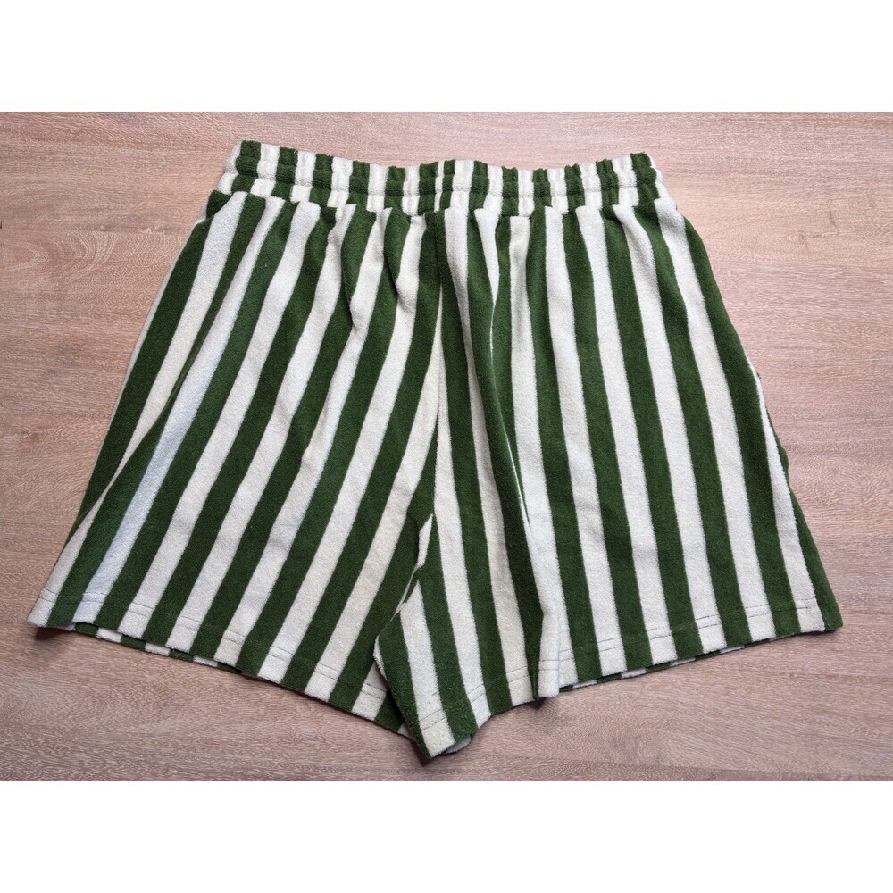 Alice Pearl Weekend Shorts Terrycloth Green Stripes Size Large - Picture 5 of 7